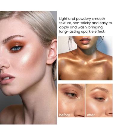 Highlight Powder Makeup 9g Highlighter Long-wearing Glitter Makeup Cosmetic Natural Long-Wearing Smudge Proof Lip Tint Face Cream Blush Set Lightweight Blendable Formula For Women Girls #3 Golden Brown - Buy Online on GoSupps.com