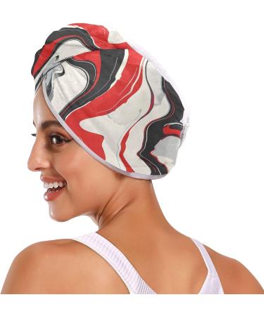 Super Absorbent Liquid Marble Hair Towel 2 Pack Quick Dry Turbans for Women & Girls | Red Gray White Black - Buy Online on GoSupps.com