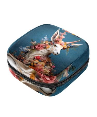 Floral Animal Sanitary Napkin Storage Bag for Girls Women Portable First Period Pads Bag Tampons Holder Girls Travel Makeup Bag Large Capacity Multicoloured 13