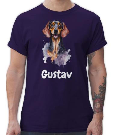 Gift with name personalized by Shirtracer - T-Shirt Men - Dogs - Dachshund - Dog Owners Gift 08 Purple S