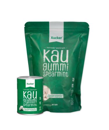 Xucker sugar -free dental care chewing gum - xylitol chewing gum sugar -free with Spearmint taste i vegan xylitol chewing gum i dental care & against bad breath I can 100g + bag 600g (Spearmint set)