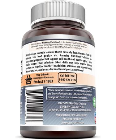 Amazing Formulas Selenium 50mcg Natural Yeast 180 Tablets - Cell, Immune & Cardiovascular Support - Buy Online on GoSupps.com