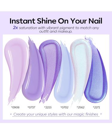 Modelones Hema Free Purple Gel Nail Polish Set 6 Colors White Blue Shimmer Violet Mermaid Gel Polish Cat Eye Glitter Nail Polish Soak Off Led Nail Gel Polish Manicure Nail Art DIY Gifts Purple Shimmer Violet Mermaid - Buy Online on GoSupps.com