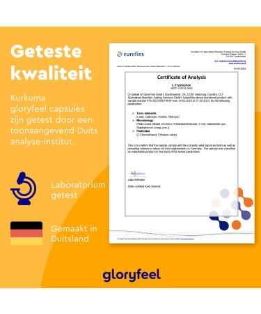 Gloryfeel LTryptophan 500 mg 240 vegan Health Supplement capsules 8 months Natural Vegetable Fermentation Labtested German production without additives - Buy Online on GoSupps.com