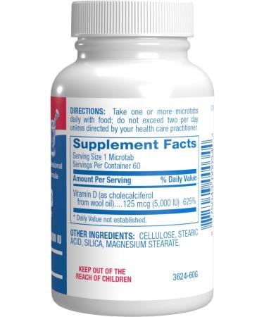 High Strength Vitamin D3 5000 IU - Clinical Formula Vitamin D Supplement for Men and Women for Bone Teeth Muscle Mood and Immune Support - High Absorption Vegetarian Microtabs (60 Day Supply) - Buy Online on GoSupps.com