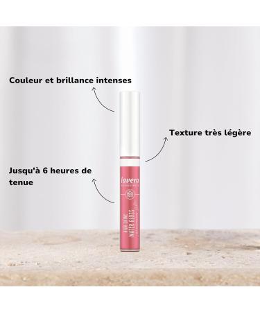 lavera High Shine Water Gloss -Pink Lagoon 04 - Intense colour and shine - Very light texture - up to 6 hours of wear - vegan - Natural cosmetics - 5.5 ml - Buy Online on GoSupps.com