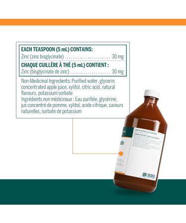 Genestra Brands - Zinc Glycinate Liquid - 450 ml Liquid - Natural Peach-Tangerine Flavour - Buy Online on GoSupps.com
