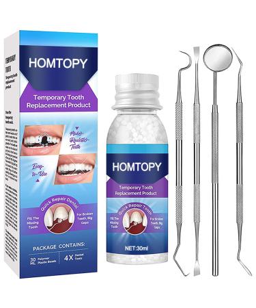 Tooth Repair Kit - Temporary Fake Teeth Replacement Set with Dental Mirror Tools for Temporary Restoration of Missing & Broken Teeth Replacement Dentures
