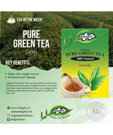 Dalgety Pure Green Herbal Tea 6x40g Cartons (6 Pack) 100% Natural Caffeine Free Tea (Total 108 Teabags) Delicious and Packed with Unique Health Benefits - Buy Online on GoSupps.com