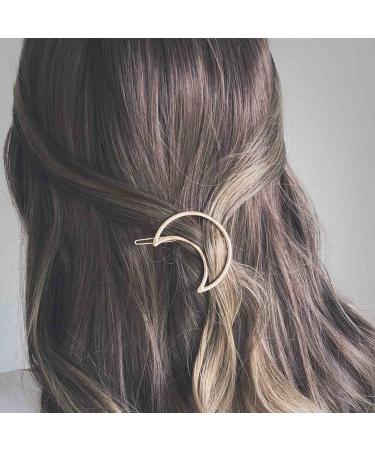 Yheakne Boho Moon Hair Clip Barrette Gold Crescent Moon Hairpin Hair Clip Metal Minimalist Bobby Pin Geometry Hair Accessories for Women and Gilrs (Gold Moon)