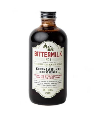 Bittermilk No.1 Bourbon Barrel Aged Old Fashioned Mix - All Natural Handcrafted Cocktail Mixer - Old Fashioned Drink Mixer - Just Add Bourbon or Whiskey Makes 17 Cocktails