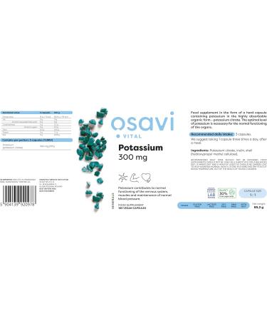 Osavi Potassium 300mg - 180 Vegan Capsules | Essential Mineral Supplement - Buy Online on GoSupps.com