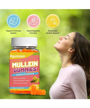 3000MG Mullein Gummies Extra Strength Mullein Leaf Extract with Quercetin Bromelain for Lung Detox & Immune Support Mango Flavor 60 Count 60 Count (Pack of 1) - Buy Online on GoSupps.com