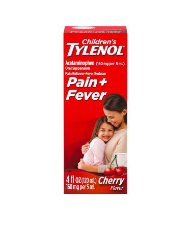 Tylenol Childrens Oral Suspension Medicine with Acetaminophen Cherry 4 Fl Oz