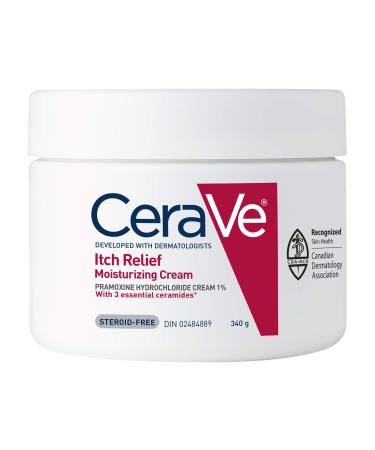 CeraVe Itchy Skin Relief Unisex Moisturizing Cream. For Dry & Eczema-prone skin. Anti-itch cream for minor irritations insect bug bites sunburn relief & scrapes. With Pramoxine Fragrance Free 340g Itch Relief Cream 340g 340 g (Pack of 1)