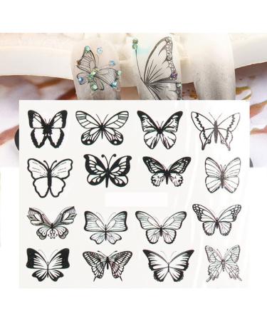 Black Butterfly Nail Stickers - 4 Sheets Water Transfer Decals for Nail Art Designs - Buy Online on GoSupps.com