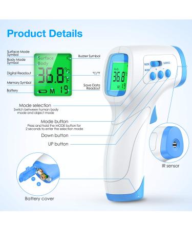 Idoit Infrared Contactless Fever Thermometer - Forehead & Body with 99 Memory Calls | Digital Thermometer for Baby Children & Adults - Accurate & Reliable - Buy Online on GoSupps.com