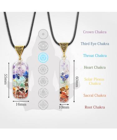 NEWHOMESTYLE 7 Chakra Healing Crystal Stones Necklace Spiritual Gemstone Pendant with Adjustable Cord for Meditation (2.36 x 0.7 inch) - Buy Online on GoSupps.com