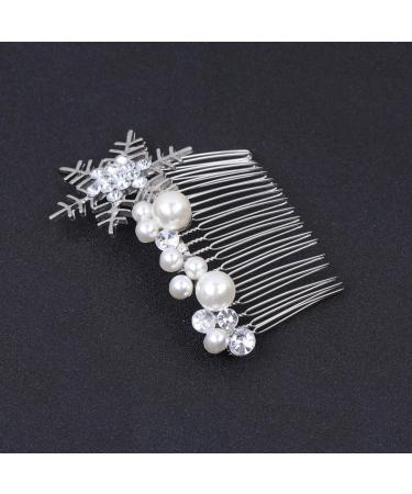 Beaupretty Wedding Hair Comb Pearl Vintage Bridal Hair Side Comb Snowflake Rhinestone Flower Hair Accessories Pieces for Women(Silver) - Buy Online on GoSupps.com