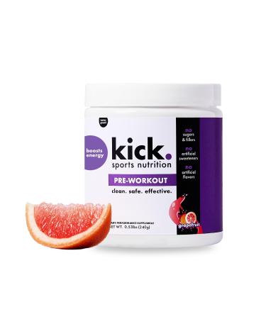 Kick Pre Workout Powder Grapefruit Flavor 30 Servings L Theanine Amino Acids L Glutamine and Caffeine to Support Energy & Fitness Performance No Sugar No Artificial Sweeteners or Flavors