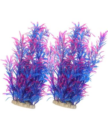 Ipetboom Terrarium Tank Plants 2pcs Aquarium Landscaping Plastic Plants Fish Tank Landscape Ornaments Fake Aquarium Plant Root Dark Blue