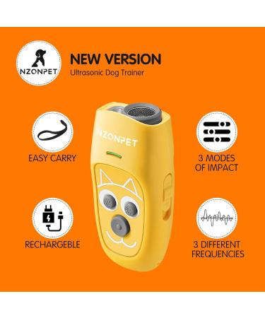 nzonpet Anti Barking Device Ultrasonic 3 in 1 Dog Barking Deterrent Devices 3 Frequency Dog Training and Bark Control 16.4Ft Range Rechargeable with LED Light and Wrist Strap Yellow - Buy Online on GoSupps.com