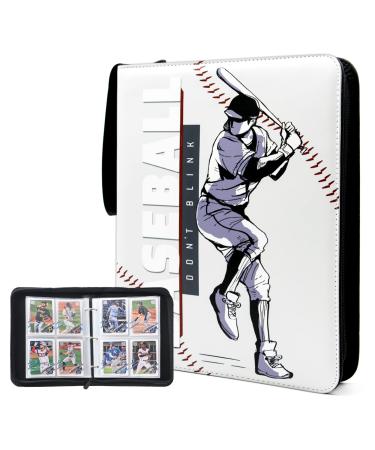 400 Cards Baseball Card Binder, 4-Pocket Card Collections Trading Card Binder 50 Pages Double-Sided Cards Holder with Zipper 3-Ring Card Album for Sports Baseball Card Sleeves Protectors 400 Cards Binder