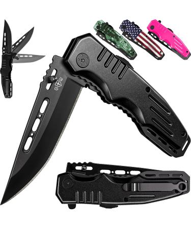 Pocket Folding Knife - Military Style - Boy Scouts Knife - Tactical Knife - Good for Camping Indoor and Outdoor Activities Mens Gift 1.Black 1 pcs