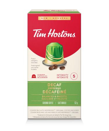 Tim Hortons Decaf Espresso Capsules Nespresso Original Line Compatible Capsules 10 Count Decaf Espresso 10 count (Pack of 1)