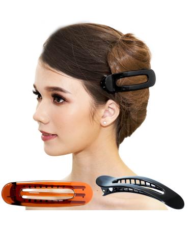 RC Roche 2-Piece Oval Hair Clip Set for Women - Strong Dragonfly Hair Clips in Black & Brown - Perfect for Medium Hair - Buy Online on GoSupps.com