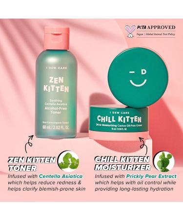 I Dew Care Travel Skincare Set - Kitten Crush | With Centella Asiatica Prickly Pear Aloe Vera Heartleaf Extract Hydrating Facial Toner and Moisturizer for Blemished Skin Gift Gift Set Spa Day - Buy Online on GoSupps.com
