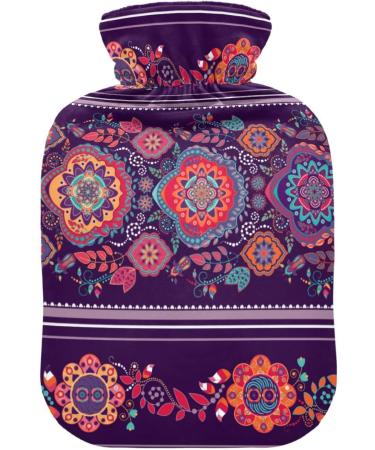 Naanle Paisley Tribal Ethnic Hot Water Bottle with Cover - 2L Transparent Bed Warmer for Pain Relief & Heat Therapy - International Shipping Available - Buy Online on GoSupps.com