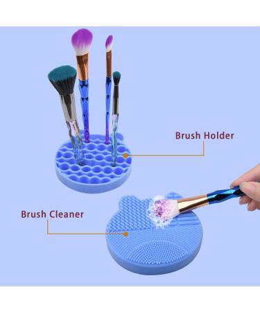 Buy Makeup Brush Cleaning Mat & Drying Stand - Clean Brushes Instantly | Perfect Valentine's Day Gift (Blue - Buy Online on GoSupps.com