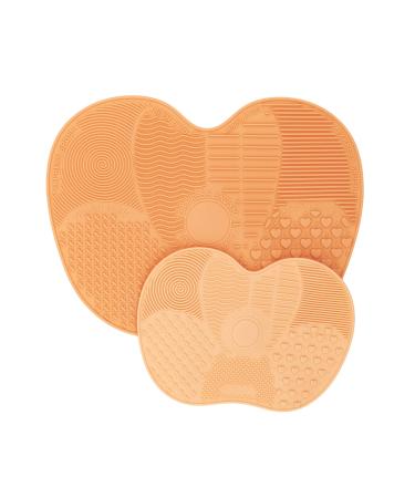 waschies Silicone Makeup Brush Cleaning Pad Apricot Makeup Brush Cleaning Mat Makeup Brush Scrubber Pad Portable Washing Tool for Makeup Brushes in Two Different Sizes