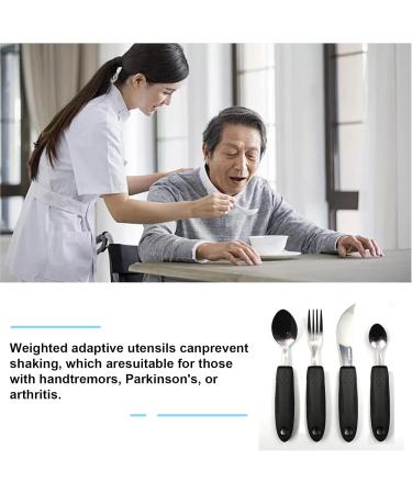Adaptive Utensils (5-Pieces) Adaptive Utensils for Elderly Arthritis Parkinsons and Handicapped Stainless Steel and Dishwasher Safe - Black - Buy Online on GoSupps.com