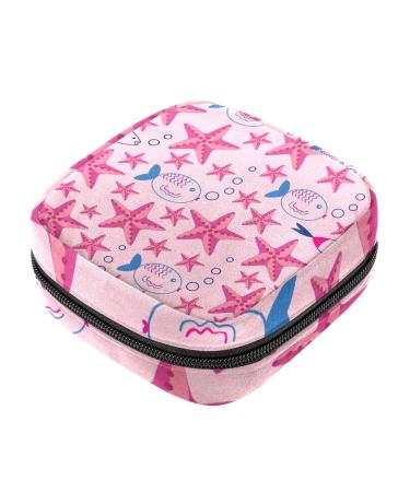 Guantierendiy Sanitary Napkin Storage Bag Portable Period Bag for Women Teen Girls Starfish Fish Pattern Menstrual Cup Pouch Nursing Pad Holder (Multicolor) Color 4