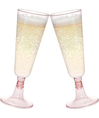 Hedume 70 Pack Pink Champagne Flutes - 5oz Disposable Plastic Wine Glasses for Wedding, Party, Valentine's Day - 2-Piece Disposable Champagne Glasses - Buy Online on GoSupps.com