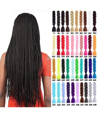 Colorful braided hair 24" Colorful Jumbo Braiding for Girls Children Rainbow Braided Hair Afro Braids Crochet Twists Hair for Party Hair Accessories (Color : C) - Buy Online on GoSupps.com