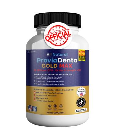 GREENVIFY ProviaDenta Gold Max for Gums and Teeth Health - 40 Billion CFU Advanced Oral Probiotics Fresh Breath Support - 60 Capsules Oral Supplement for Gums and Teeth Supplement (1)