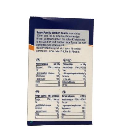 Nordzucker Sweet Family Kandis White Rock Sugar 500g - Premium Crystal Candy for Perfect Desserts & Beverages - International Shipping Available - Buy Online on GoSupps.com