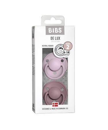 BIBSE de Lux BPA-Free Cherry Nipple 2-Pack | Natural Rubber Pacifiers for 6-18 Months | Made in Denmark - Dusky Lilac/Heather - Buy Online on GoSupps.com