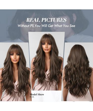 Long Chocolate Brown Wavy Wig for Women | Heat Resistant Synthetic Fluffy Hair - Buy Online on GoSupps.com