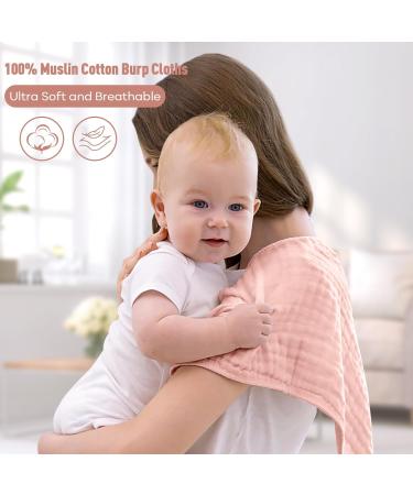 YOOFOSS 10-Pack Cotton Baby Spitting Towels | 27x50 cm Absorbent Diapers & Washcloths for Newborns - Soft Meat Pink - Buy Online on GoSupps.com