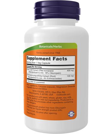 Now Foods Olive Leaf Extract 100 Veg Capsules - Natural Immune Support & Antioxidant - Buy Online on GoSupps.com