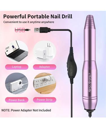 MelodyBetty Electric Nail Drill - Professional Acrylic Nail Machine for Gel & Acrylic Nails | Portable USB Nail File Efile Set with Iridescent Bits - Buy Online on GoSupps.com