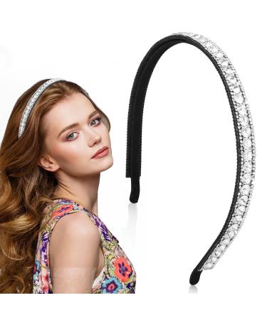 Ouligay Rhinestone Headband Women Non-Slip Sparkling Crystal Hair Bands Glitter Hair Band Skinny Headbands Wedding Birthday Holiday Hair Accessories For Women Girls Gifts