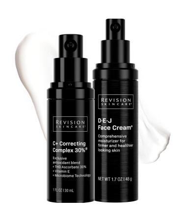 Revision Skincare C+ Correcting Complex 30% 1oz + D E J Face Cream 1.7oz Bundle Anti Aging Moisturizer & Vitamin C Antioxidant Serum Lifting Firming Brightening Skincare Set