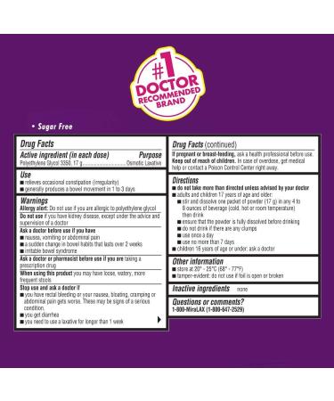 MiraLAX Laxative Powder 40 Count Single Dose Packets for Gentle Constipation Relief - Buy Online on GoSupps.com