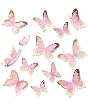 Blumomon 30 Pcs 3D Butterfly Cake Topper Decor - Pink Gold Edge Cupcake Picks for Weddings Baby Showers & Birthdays - Buy Online on GoSupps.com