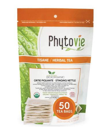 Organic Stinging Nettle Herbal Tea Aids with Seasonal Allergies NPN 80002075 Joints and Urinary System Pack of 50 Tea Bags